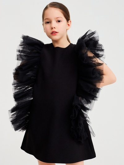 Платье нарядное для девочки MINAKU: PartyDress, прямое, чёрное, рост 110 см