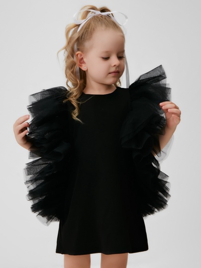 Платье нарядное для девочки MINAKU: PartyDress, прямое, чёрное, рост 110 см