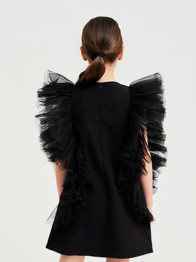 Платье нарядное для девочки MINAKU: PartyDress, прямое, чёрное, рост 110 см