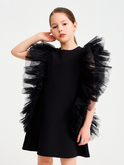 Платье нарядное для девочки MINAKU: PartyDress, прямое, чёрное, рост 110 см
