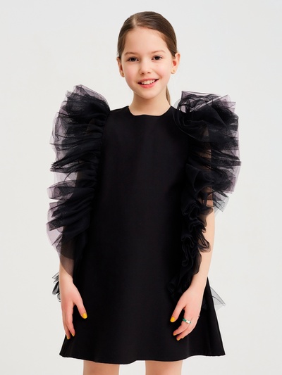 Платье нарядное для девочки MINAKU: PartyDress, прямое, чёрное, рост 110 см