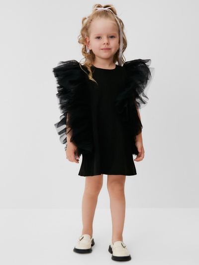 Платье нарядное для девочки MINAKU: PartyDress, прямое, чёрное, рост 134 см