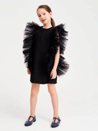 Платье нарядное для девочки MINAKU: PartyDress, прямое, чёрное, рост 134 см