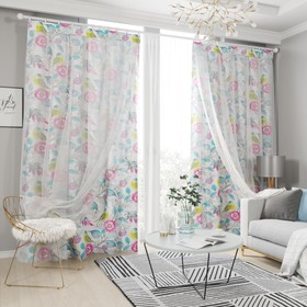 

Комплект штор с тюлем на шторной ленте, размер 145x260 см, 2 шт, подхват 2 шт