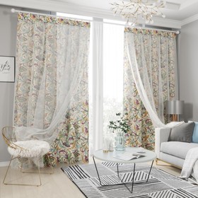 

Комплект штор с тюлем на шторной ленте, размер 145x260 см, 2 шт, подхват 2 шт