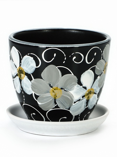 Горшок для цветов «Фиалка», 1 л, d=15 см, h=13 см, керамический, с поддоном