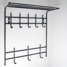 Вешалка настенная с полкой на 8 крючков, 60×25×74,5 см, цвет чёрный - Фото 1