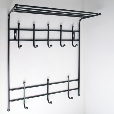 Вешалка настенная с полкой на 8 крючков, 60×25×74,5 см, цвет чёрный
