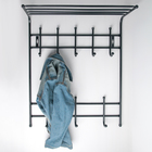 Вешалка настенная с полкой на 8 крючков, 60×25×74,5 см, цвет чёрный - Фото 3