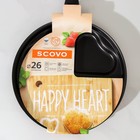 Сковорода Happy Heart, d=26 см, пластиковая ручка, антипригарное покрытие, цвет бордовый - Фото 6