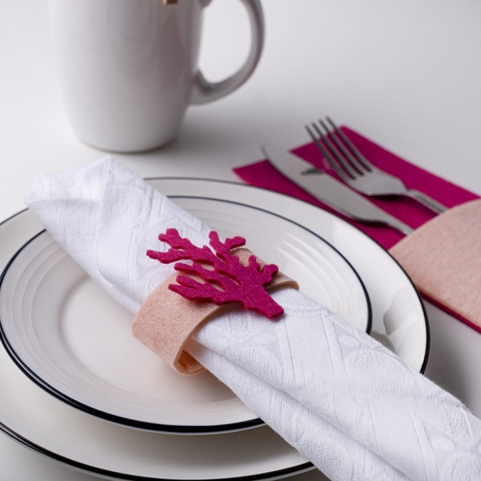 Набор декоративных колец Sea love - 4 шт., 100% п/э, фетр - Фото 1