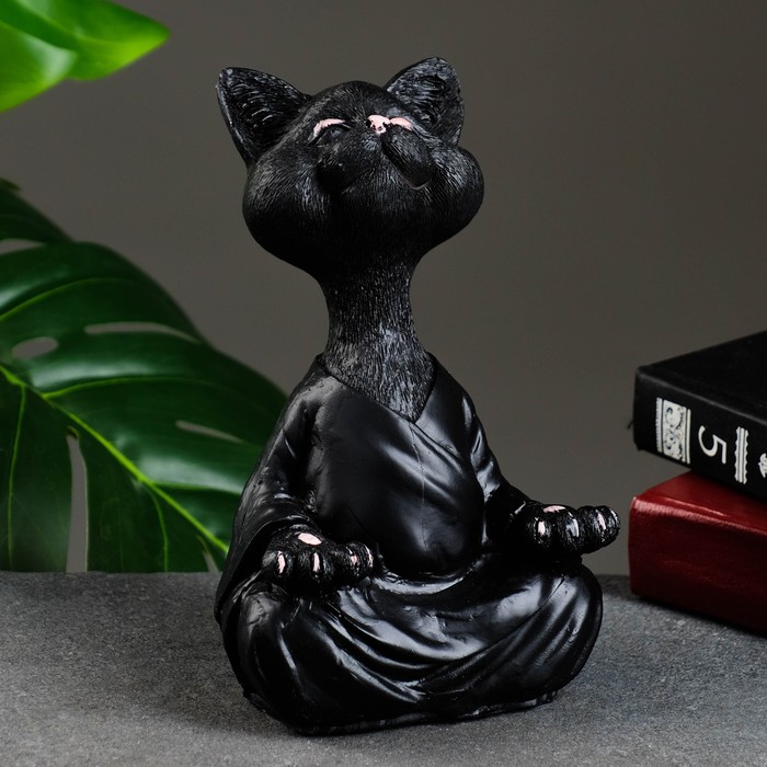 Фигура "Кошка йог" черная, 11х23х6см - Фото 1
