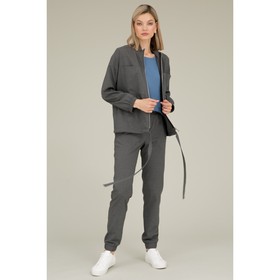 Костюм женский: брюки и жакет, размер 48, цвет серый