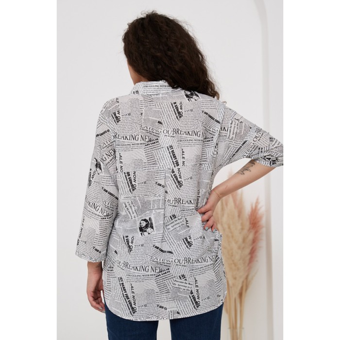 Рубашка женская, размер 58, цвет белый/черный 53551