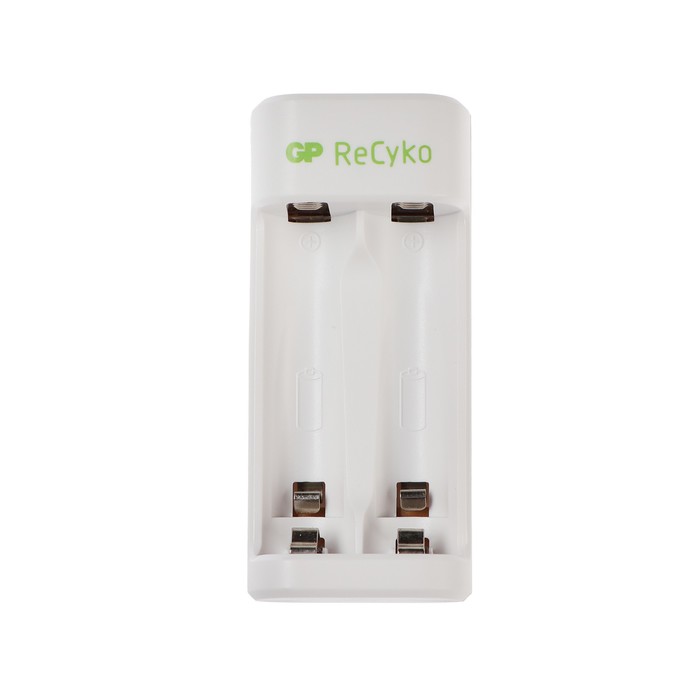 Зарядное устройство GP E211, для аккумуляторов 2хAA/AAA, белый - Фото 1