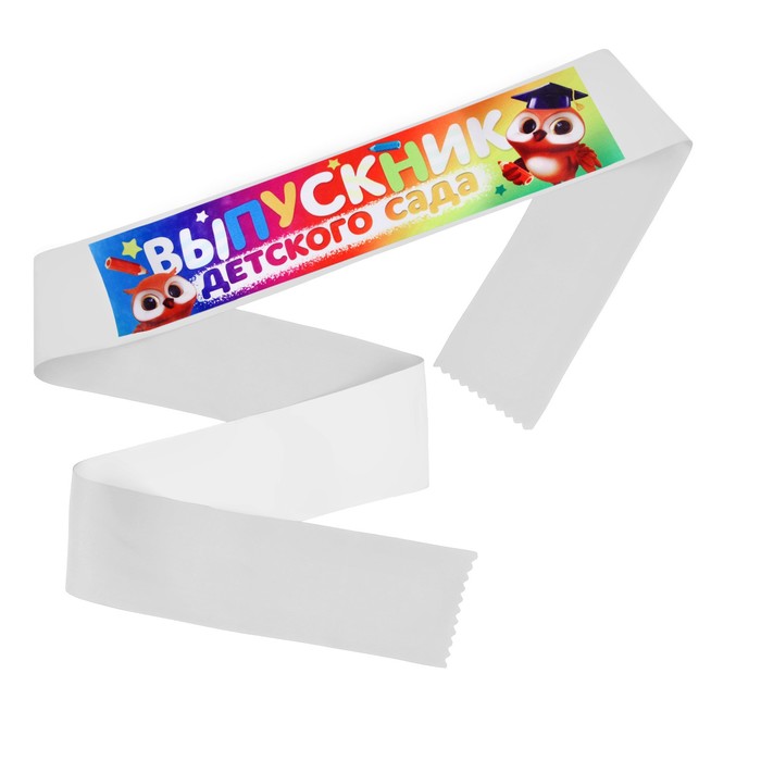 Лента с цветным нанесением «Выпускник детского сада», совы, 140 х 10 см - фото 1905970165