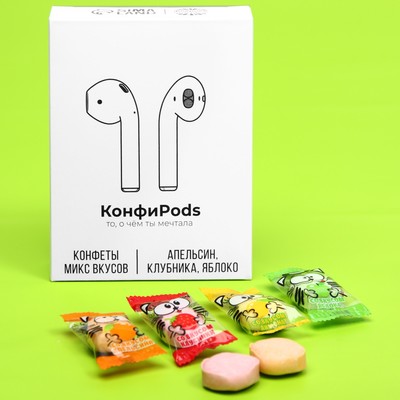 УЦЕНКА Жевательный конфеты «КонфиPods», вкус: апельсин, клубника, яблоко (70 г)