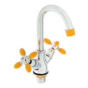 {{photo.Alt || photo.Description || 'УЦЕНКА Смеситель для раковины Accoona A9482H, двухрычажный, с гайкой, желтый/хром 1975183'}}