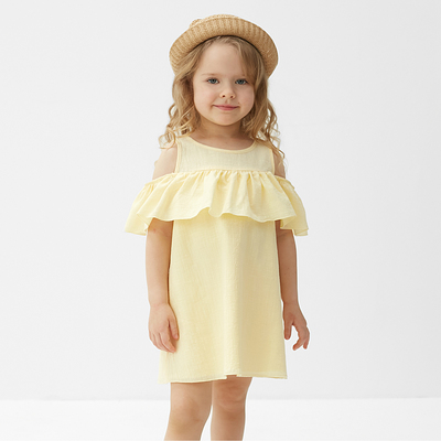 Платье для девочки MINAKU: Cotton Collection цвет желтый, рост 98