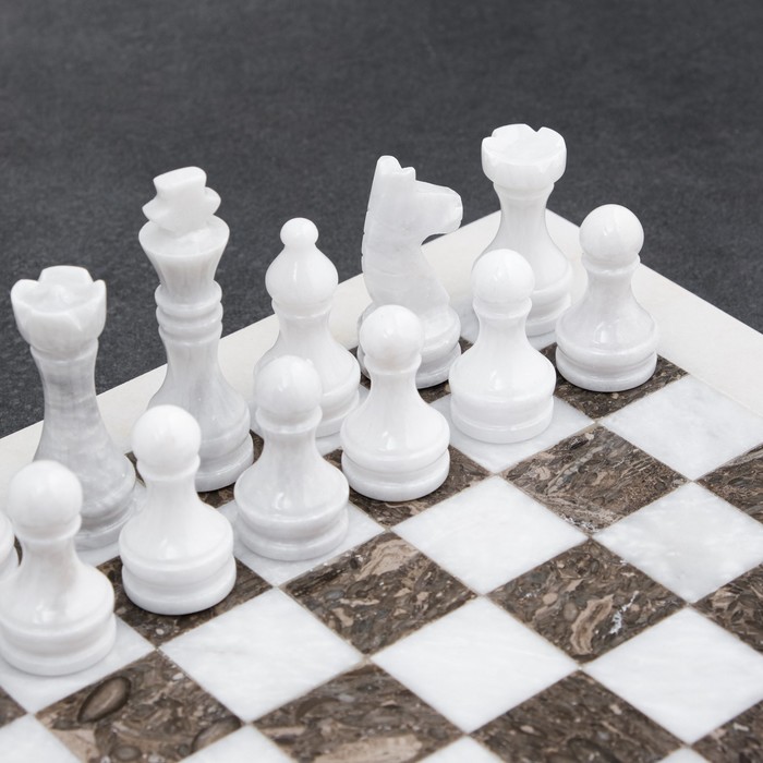Шахматы «Элит», серый/белый, доска 30х30 см, оникс - фото 1905970300