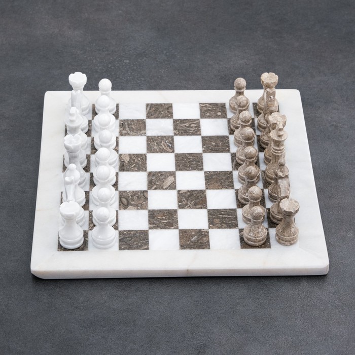 Шахматы «Элит», серый/белый, доска 30х30 см, оникс - фото 1905970301