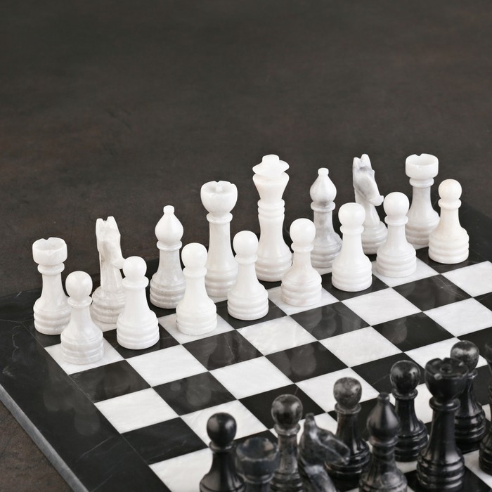 Шахматы «Элит», белый/черный,  доска 40х40 см, оникс - фото 1905970306