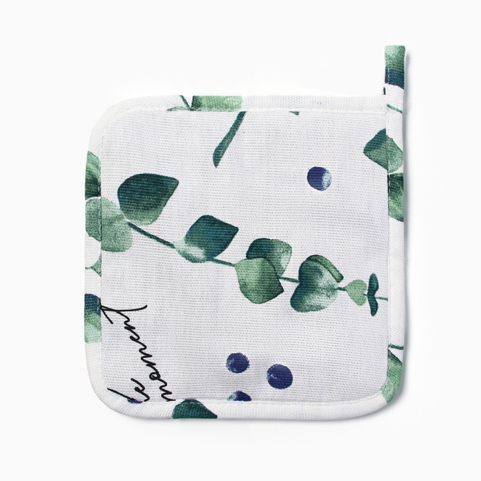 Прихватка «Доляна» Eucalyptus, 19×19 см,100% хлопок, рогожка 164 г/м² - Фото 1