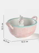 Конфетница «Зайка», 800 мл, 19.5×16.5×12.5 см, доломит, розовая - Фото 2