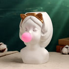 Декоративное кашпо для цветов «Девочка со жвачкой», 1.7 л, 23×22×16 см, полистоун, белое - Фото 2