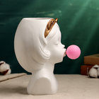 Декоративное кашпо для цветов «Девочка со жвачкой», 1.7 л, 23×22×16 см, полистоун, белое - Фото 4