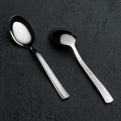 Ложка чайная «Торжество», длина 13.5 см, толщина 2 мм, цвет серебряный