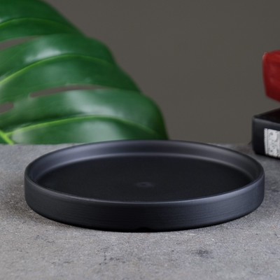Поддон для цветочных горшков, до 14.5 см, d=15.5 см, керамический, чёрный