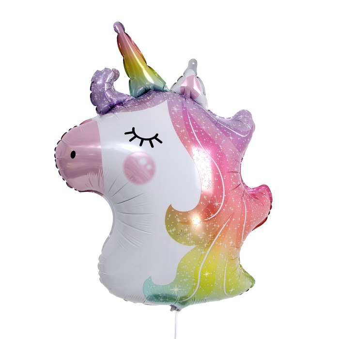 Воздушный шар фольгированный 30" «Голова. Сверкающий единорог», фигура - Фото 1