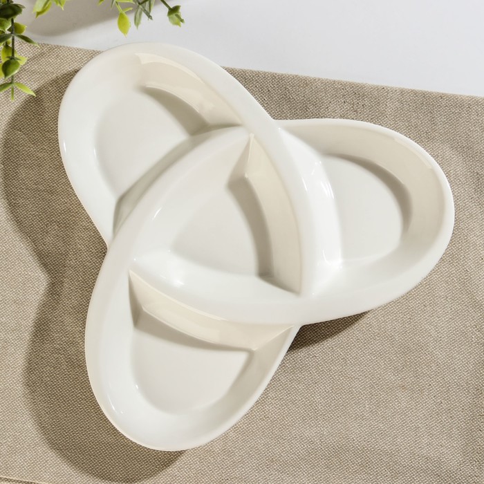 Менажница керамическая 4 ячейки «Трикветр», 20×2,5 см - Фото 1