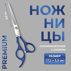 Ножницы парикмахерские с упором Premium, лезвие — 6.5 см, серебристые, синие - Фото 1