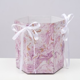 Коробка, складная, розовая, "Шестигранник", 17 × 14,8 × 19,5 см