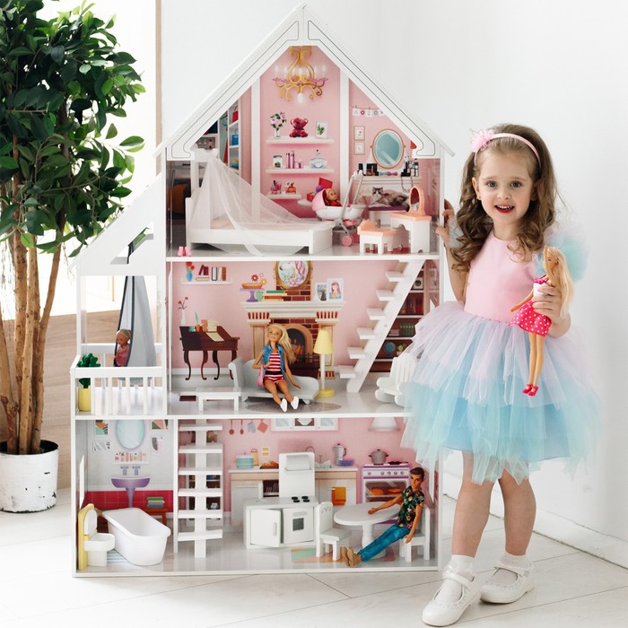 Домик кукольный Paremo деревянный «Стейси Авеню», трёхэтажный, с мебелью - фото 1907418480
