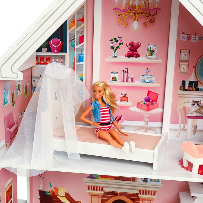 Домик кукольный Paremo деревянный «Стейси Авеню», трёхэтажный, с мебелью - фото 1907418487