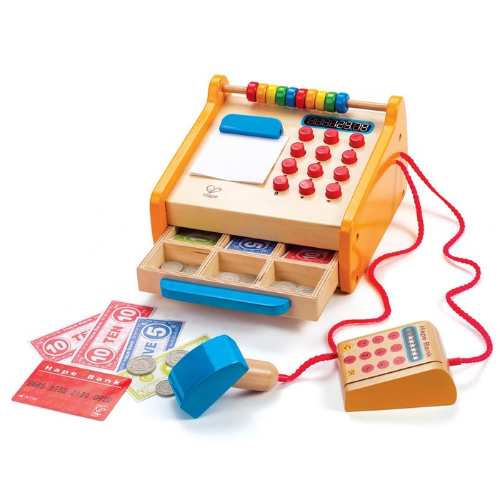 Деревянная игрушка «Касса-супермаркет», игровой набор из 35 предметов