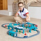 Большая игрушечная железная дорога «Мой город», 104 предмета, бирюзовая - Фото 2