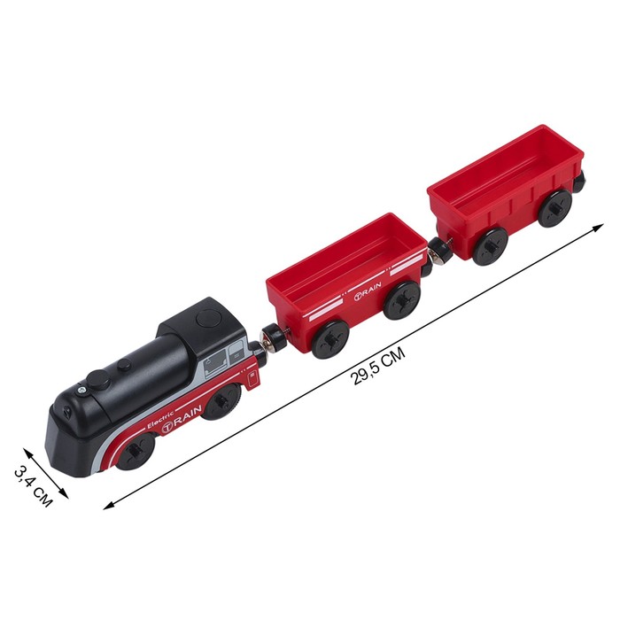 Детский поезд «Грузовой  локомотив и 2 вагона», на батарейках - фото 1907418658