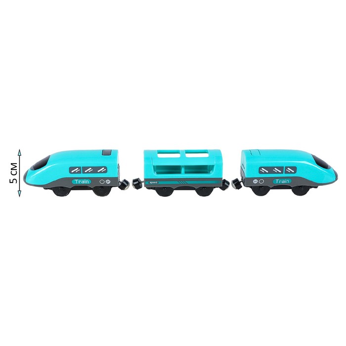 Игрушечный поезд «Мой город», 3 предмета, на батарейках, бирюзовый - фото 1907418700