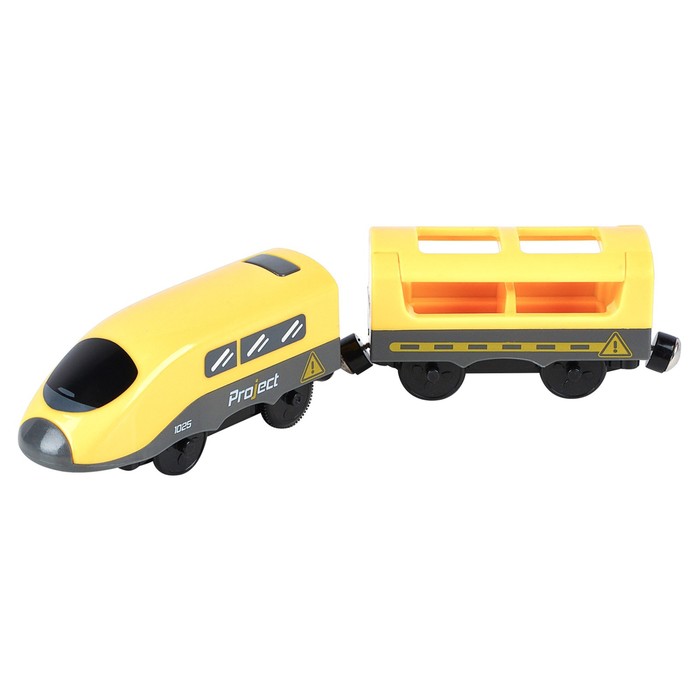 Поезд игрушка «Мой город», 2 предмета, на батарейках, жёлтый - фото 1907418723
