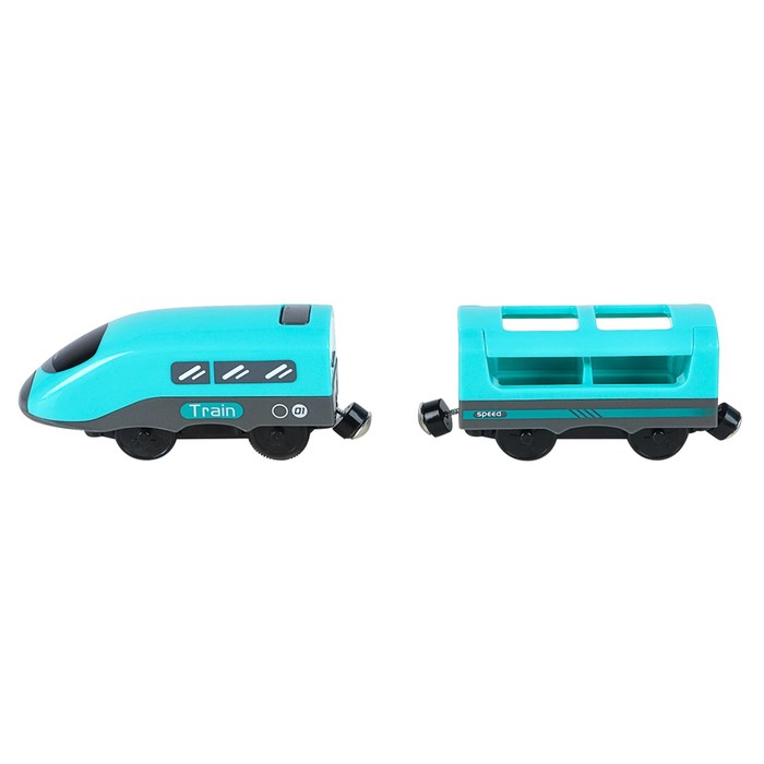Поезд игрушка «Мой город», 2 предмета, на батарейках, бирюзовый - фото 1907418733