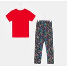 Комплект женский (футболка/брюки), цвет красный/бабочки, размер 46 - фото 47140313