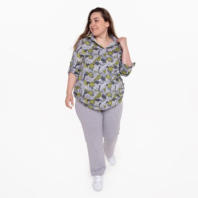 Брюки домашние женские, цвет серый меланж, размер 46