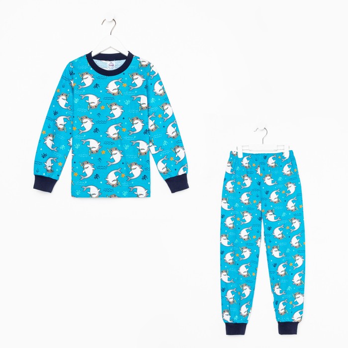Пижама для мальчика, цвет бирюзовый, рост 04 - Фото 1