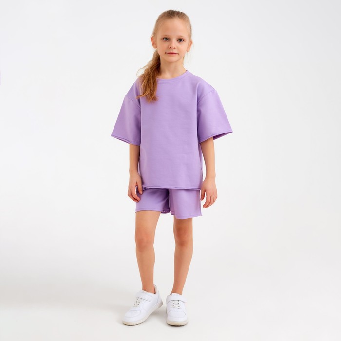 Костюм детский (футболка, шорты) MINAKU: Casual Collection, лиловый, рост 152 см - Фото 1