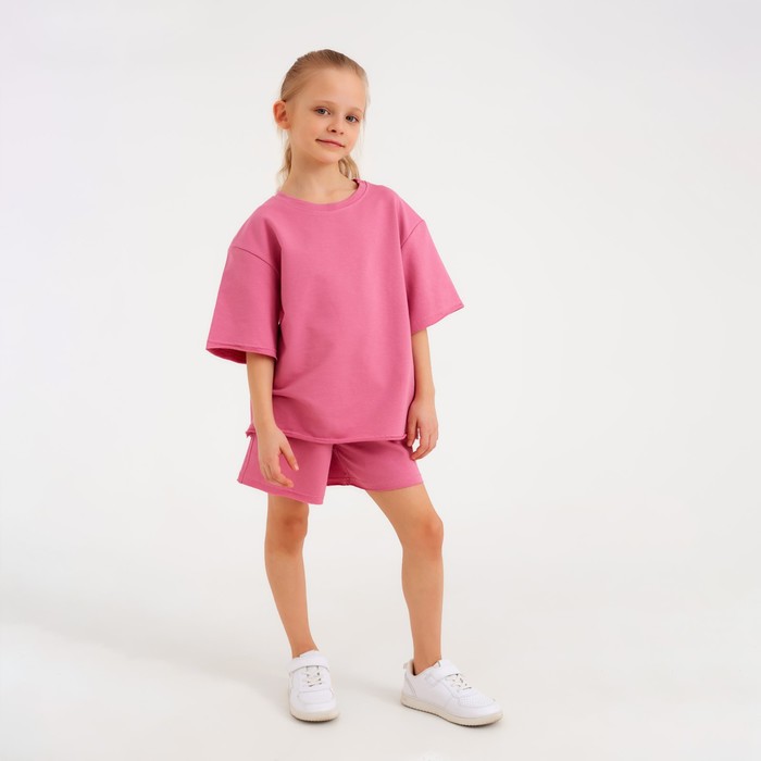 Костюм детский (футболка, шорты) MINAKU: Casual Collection цвет пудровый, рост 104 - Фото 1