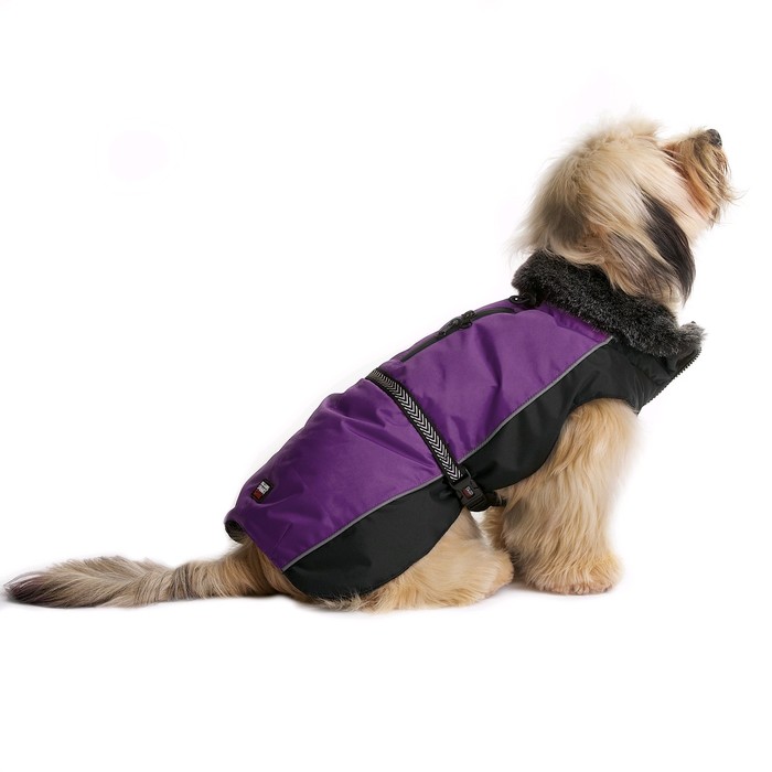 Нано куртка Dog Gone Smart Aspen parka зимняя с меховым воротником, ДС 20,3 см, фиолетовая - Фото 1